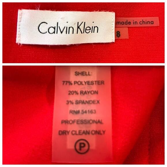 Calvin Klein Sheath Dress Sunburst Ruched Sleeveless Red Crimson Women’s Size 8 - Picture 12 of 15